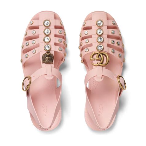 gucci pink bottom crystal sandals|Gucci closed toe sandals.